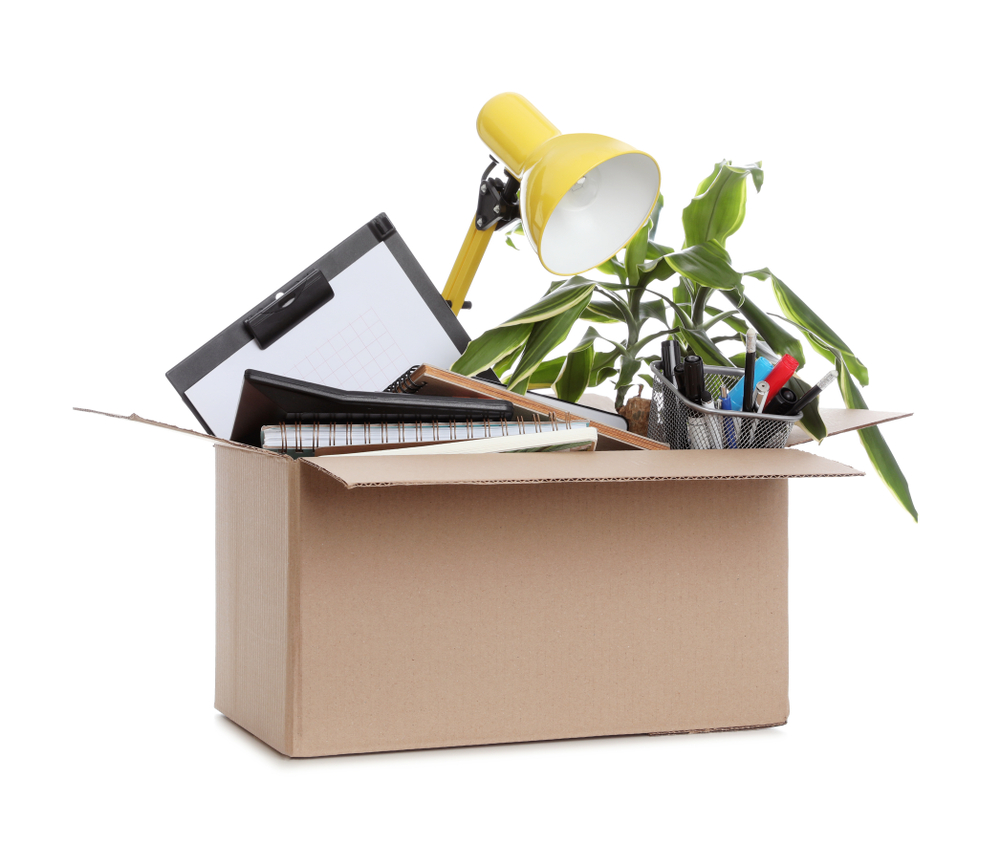 Layoff; box of belongings